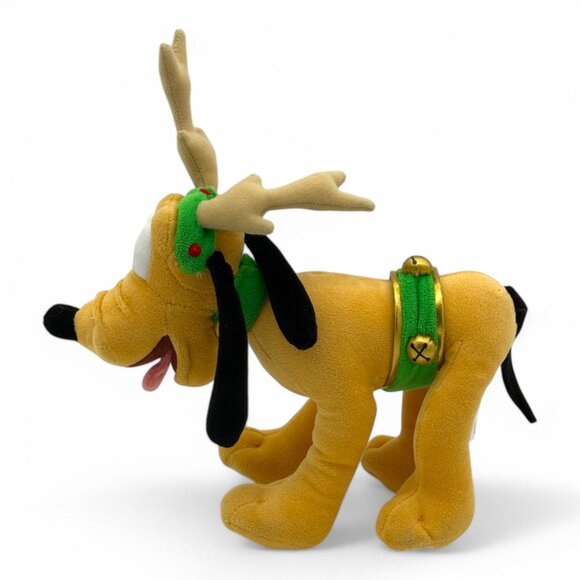 Disney Pluto Reindeer Plush Christmas Holiday Antlers & Bells 8" Collectible - Picture 3 of 12